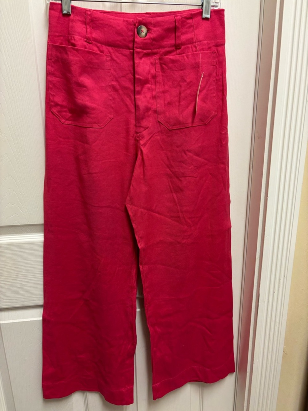 Maeve Women’s Bright Pink Linen Wide-Leg Pants